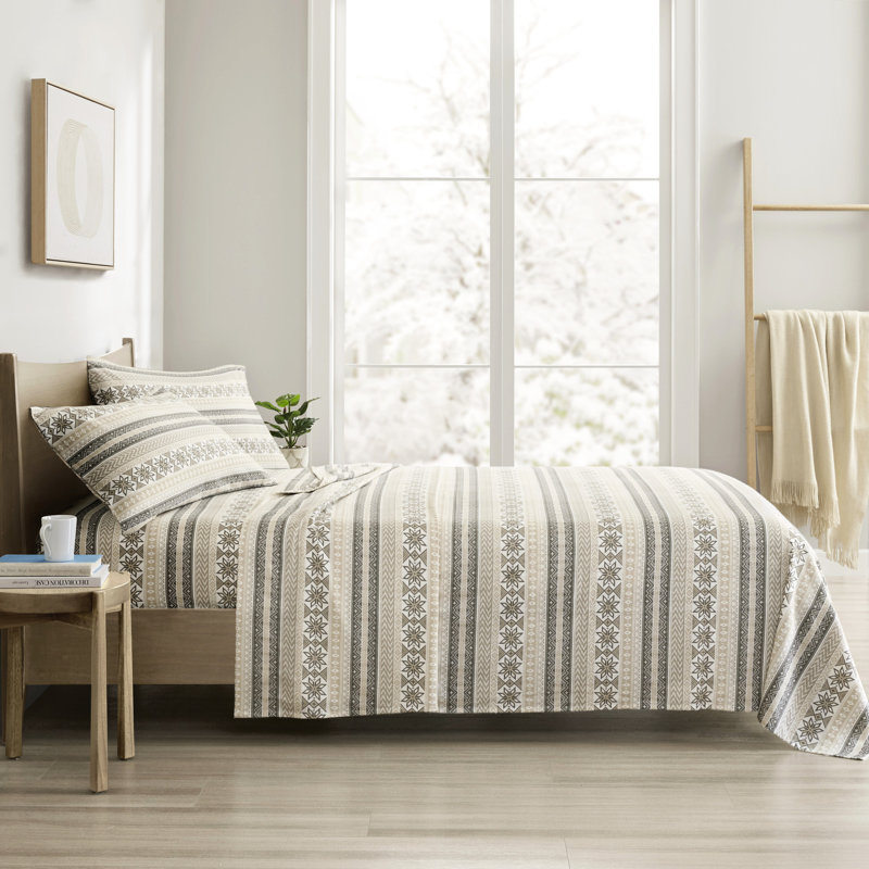 Drap en flanelle imprimée 100% coton - douillette et literie, plusieurs options d'impression, comprend un drap plat, adapté pour un matelas de 14 po, 2 taies d'oreiller, lavable à la machine, sommeil doux, divers