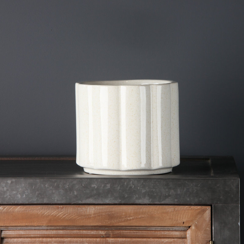 Cream Speckle Planter Wide Rib Medium