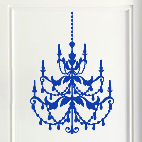 Décalcomanie murale lustre française, Bleu foncé, H 24 po x l 16 po x P 0,01 po