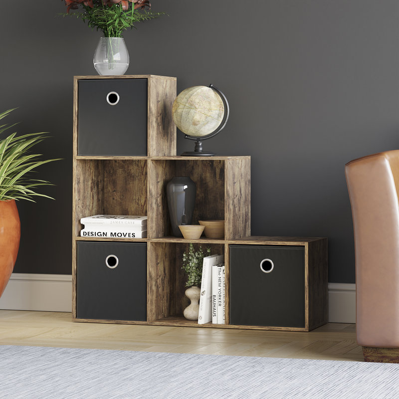 Clarkesville 96.5cm H x 96.5cm W Bookcase, Dark Wood/Black