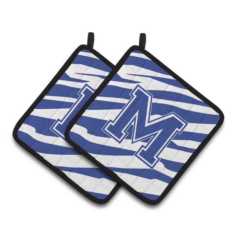 Tiger Stripe Potholder, Bleu blanc, M