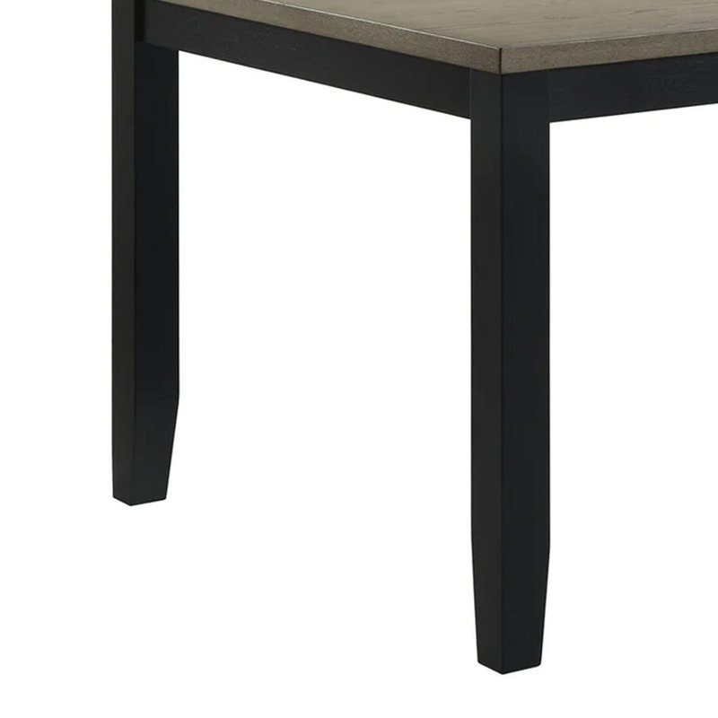 Table de salle à manger Emoi, plateau rectangulaire en bois de chêne gris de 71 pouces, pieds noirs