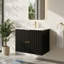 Meuble-lavabo mural cannelé noir 30 po avec comptoir simple en céramique blanche