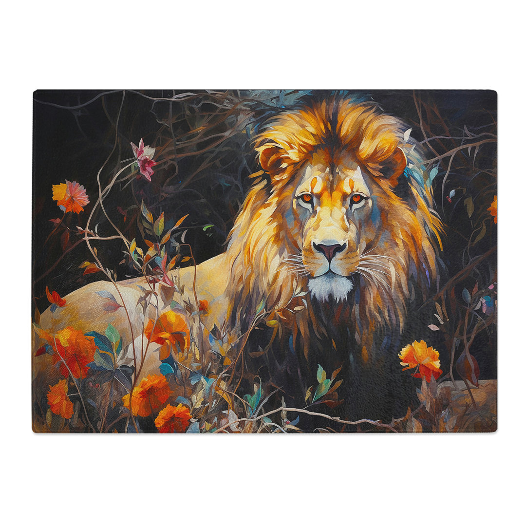 Lion Contemporary  Glass Chopping Board