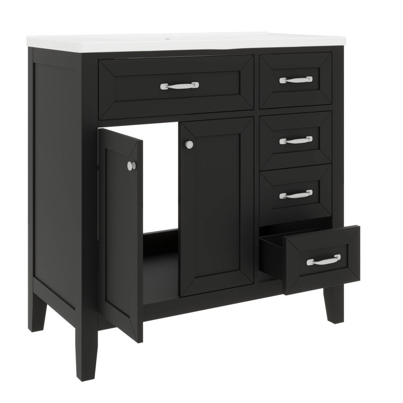 Ensemble de meuble-lavabo avec lavabo 36 po, Noir, Argent argent