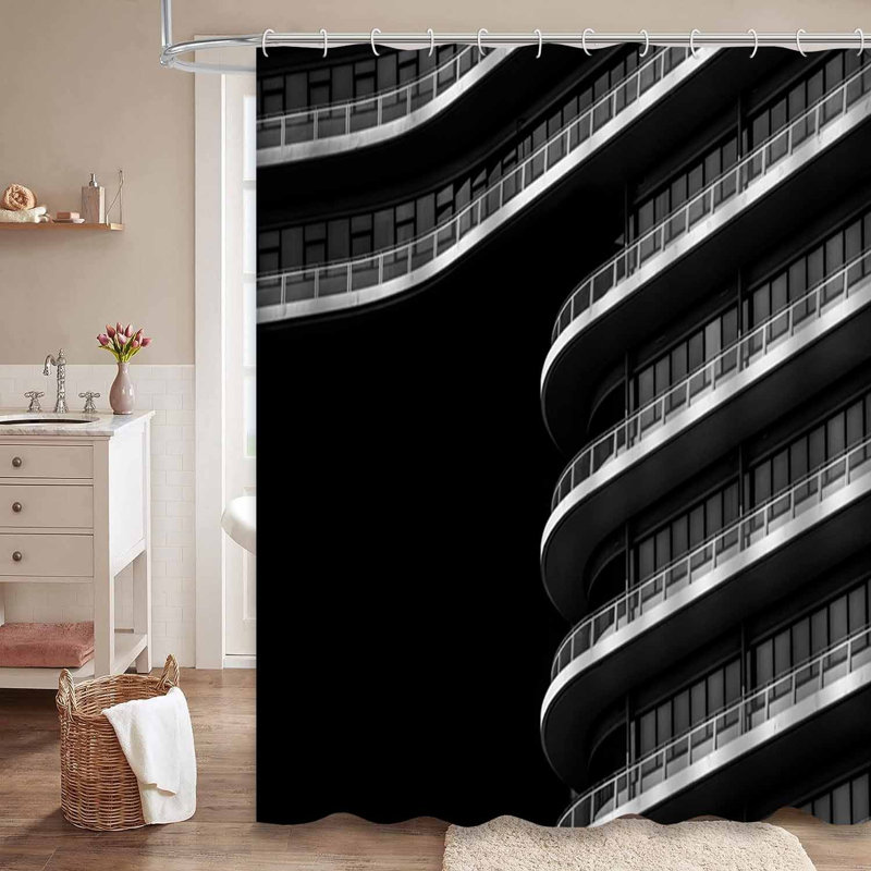 Architecture moderne, bâtiment, noir et blanc géométrique avec 12 crochets, L 72 po x l 72 po