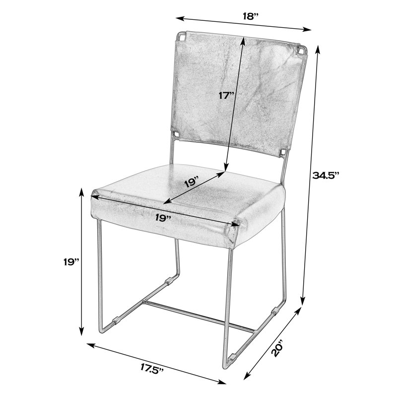 Chaise de salle à manger d'appoint en cuir de 19 po de hauteur Nevin