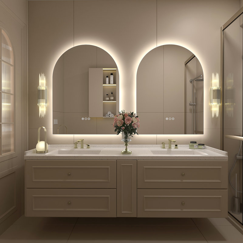 Miroir de salle de bain/coiffeuse Aevar en verre trempé anti-buée à  DEL certifié UL, avec garantie de 3 ans, 32" x 24"
