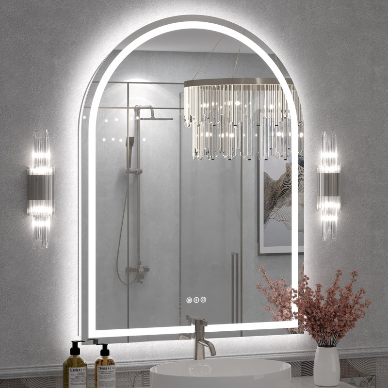 Molly Arched LED Front Light and Backlit Anti-Fog Wall Bathroom/ Vanity Mirror, 44" x 32"
