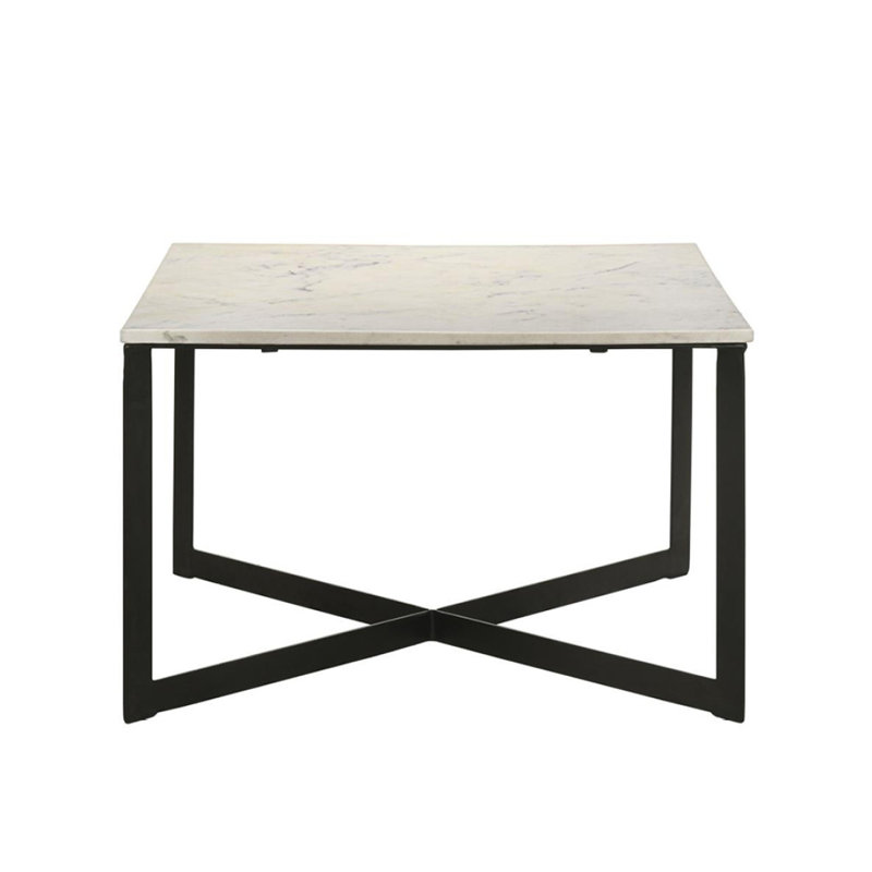 Square Marble Top Coffee Table, White And Black