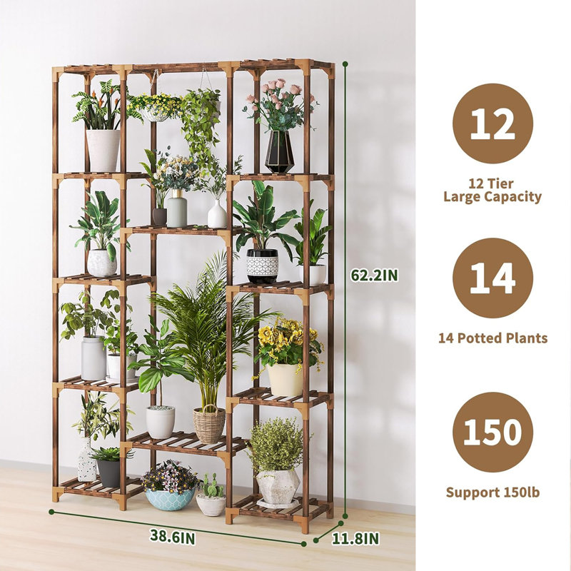Support pour plantes d'intérieur / extérieur haut, support à 12 niveaux pour différents espaces