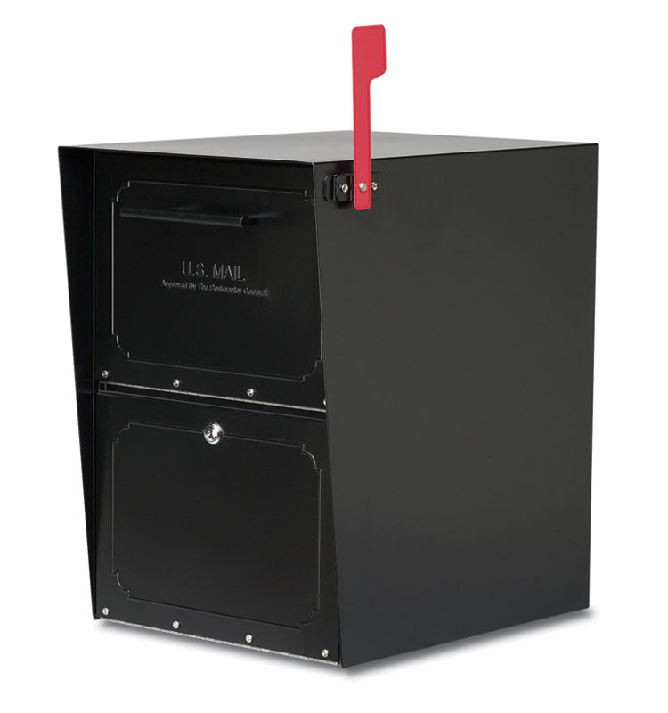 Extra Large Black Steel Locking Post Mount Mailbox