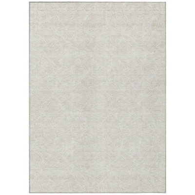 Tapis intérieur / extérieur lavable floral ivoire et beige 5 pi x 8 pi HomeRoots