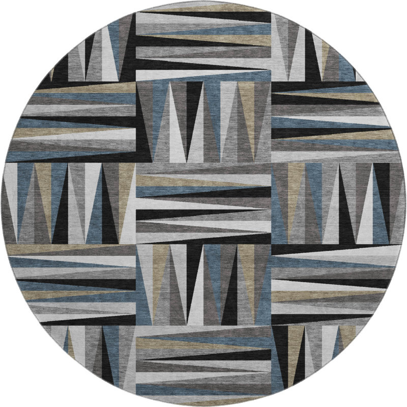 Premium Machine Washable Collett AMF1012 Squares Rug, Round 8'