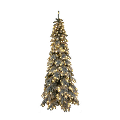 Frosted 7.6' Pre-Lit Pine Christmas Tree