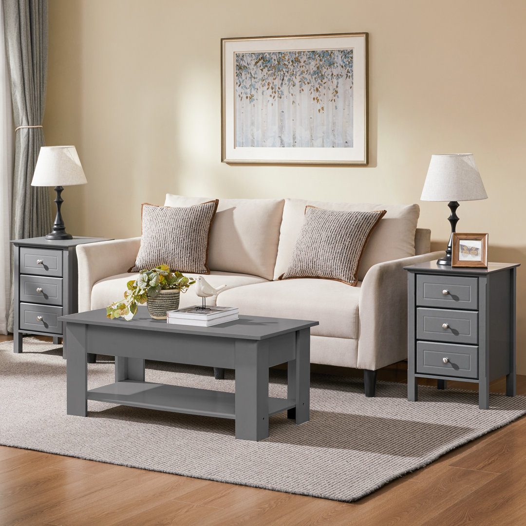 Modern 3 Drawer Bedside Table Nightstand