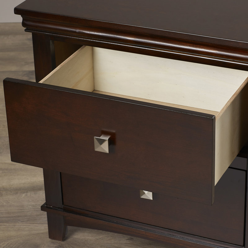 Table de chevet 2 tiroirs Tussey, Cerisier brun