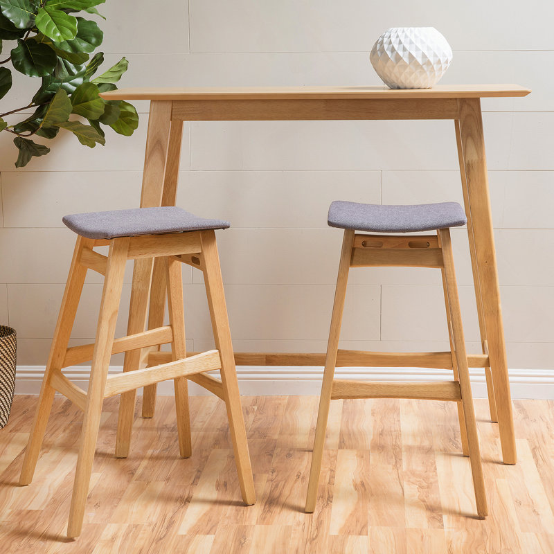 BAR STOOL, Dark Gray Seat/ Natural Frame