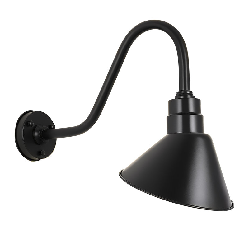 Vintage Industrial Gooseneck Sign Light, Black Metal Wall-Mount Sconce for Storefronts, Cafés & Business Signage