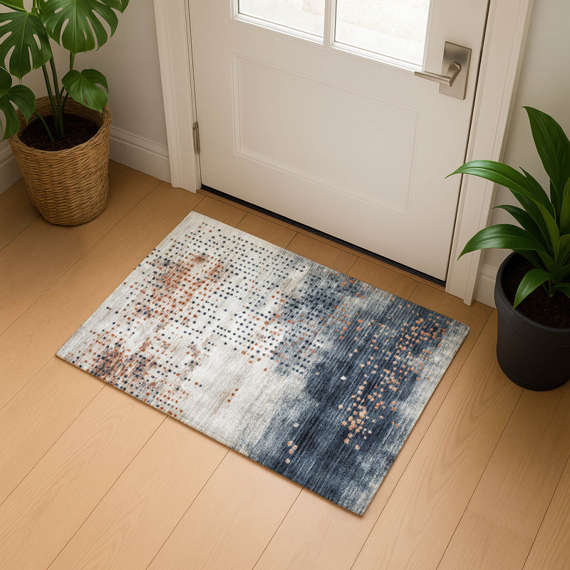 Premium Machine Washable Mouton Geometric Rug, Rectangle 1'8" x 2'6"