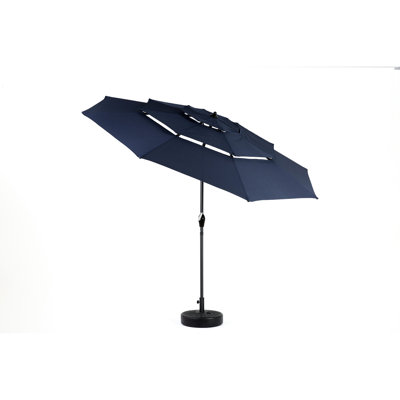 10Ft 3 Tier Auto Umbrella For Backyard - Navy Blue. Aluminium Frame, 100% Canopy, - (Not Poolside 8 Steel Ribs, -