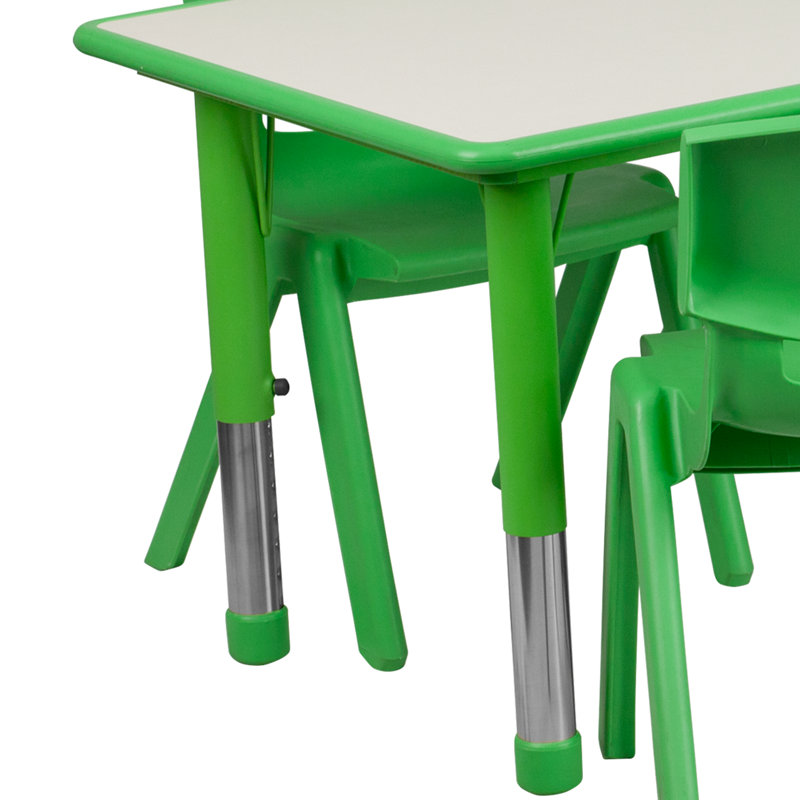 Goddard 7-Piece Plastic Kids Activity Table and Chairs Set, Green