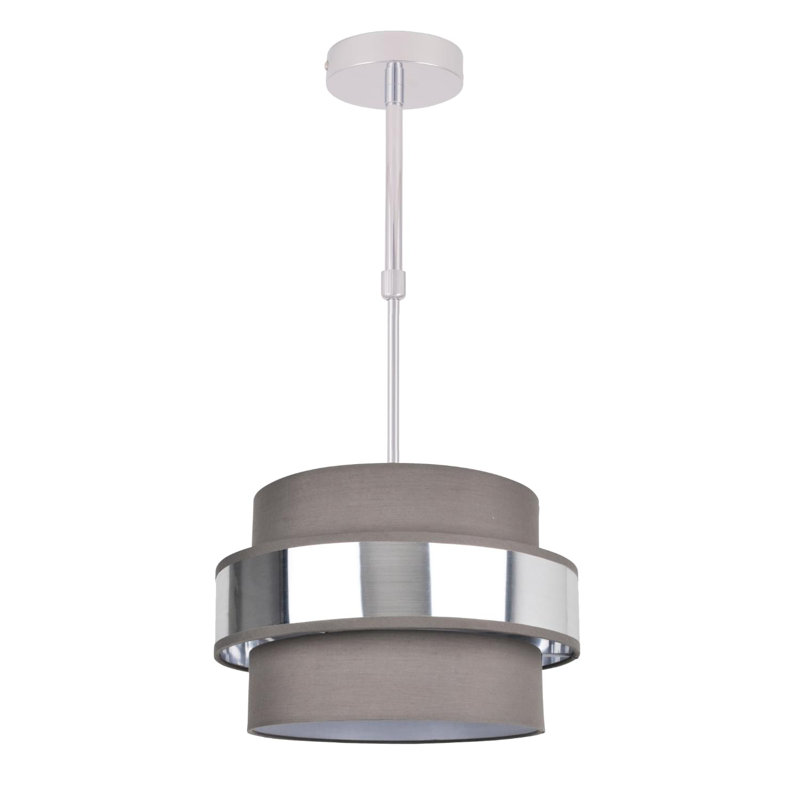 Kinvara Fabric Semi Flush Mount, Grey/Brush Silver