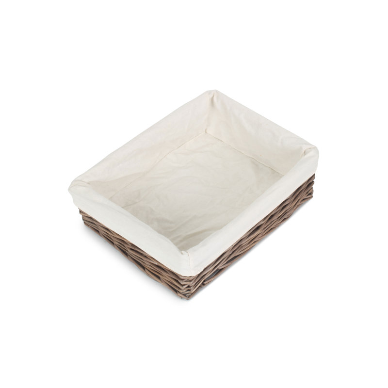 Wicker Storage Tray Basket with Lining, 30cm W x 39cm D