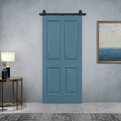 Paneled MDF Composite Bifold Barn Door with Installation Hardware Kit