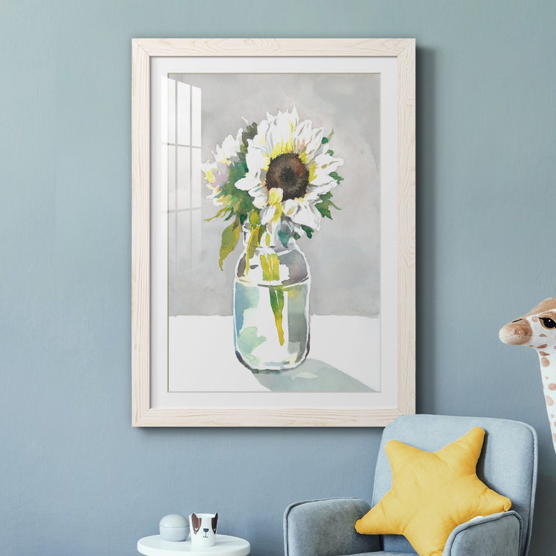 Tournesol I - reproduction de cadre photo sur papier, H 31 po x l 44 po x P 1 po, Blanc