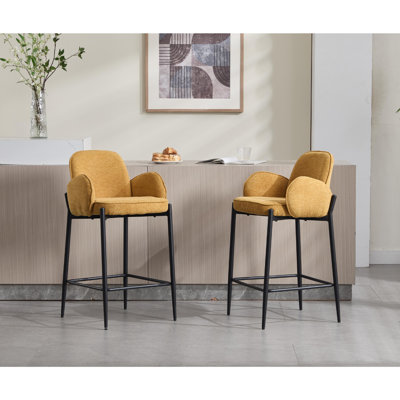 Upholstered Counter Stool with Metal Frame