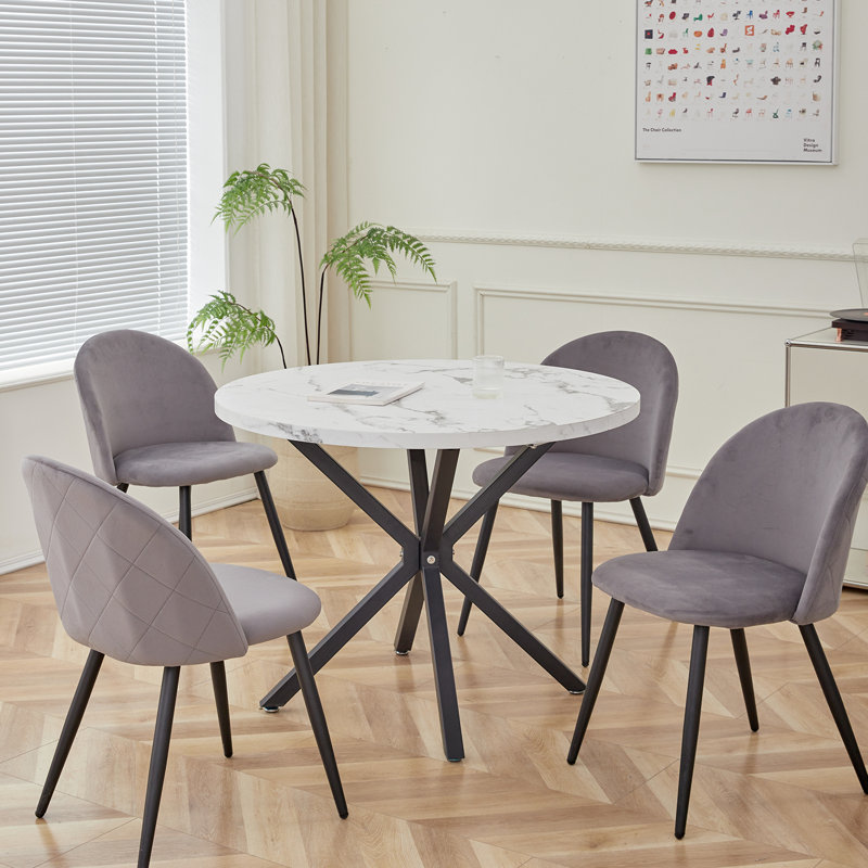 Adebola 43cm H Upholstered Metal Side Chair, Grey