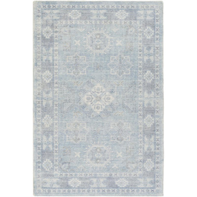 Hopkins Oriental Hand-Tufted Denim/Sky Blue Area Rug