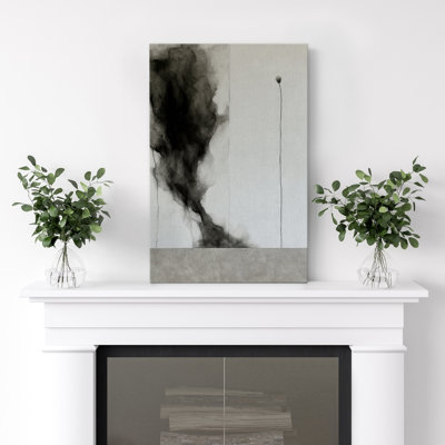 Art abstrait sur toile à l'encre noire et blanche abstraite - conception à encre minimaliste fluide, impression d'art moderne pour le salon, la chambre à coucher ou le bureau