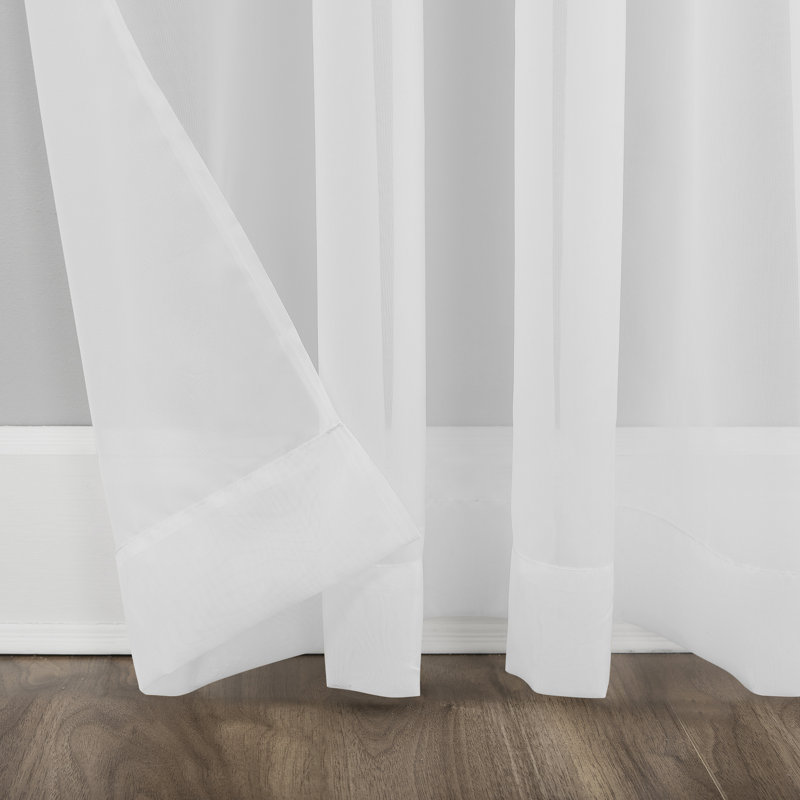 Wayfair Basics® Sheer Grommet Curtain Panel, White, 59"W x 120"L