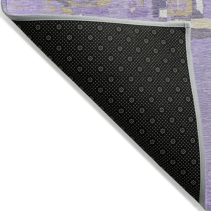 3' X 5' Lavender Lilac And Purple Geometric Washable Indoor Outdoor Area Rug