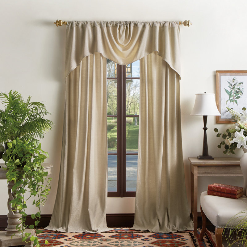 Natural Light-Filtering Polyester Back Tab Curtain Panels, 84"