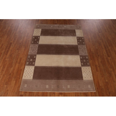 Tapis indien en laine fait à la main de style Gabbeh 5 x 8