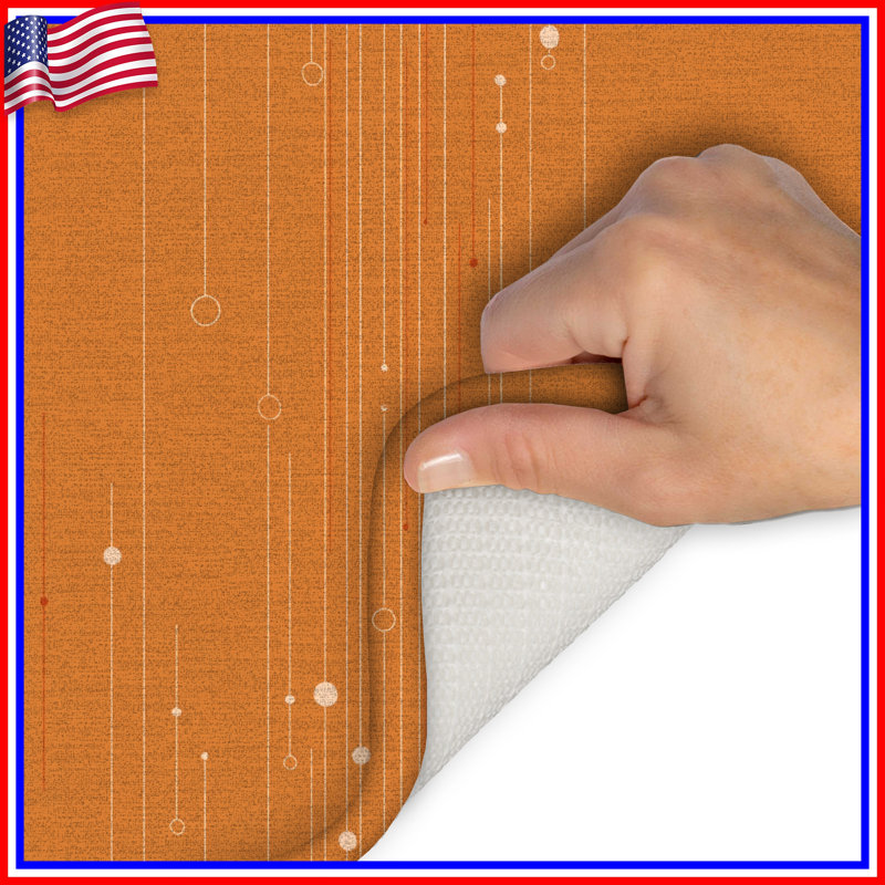 Tapis de bain abstrait, Simple - L 24 po x l 17 po, Orange Geometric/Abstract