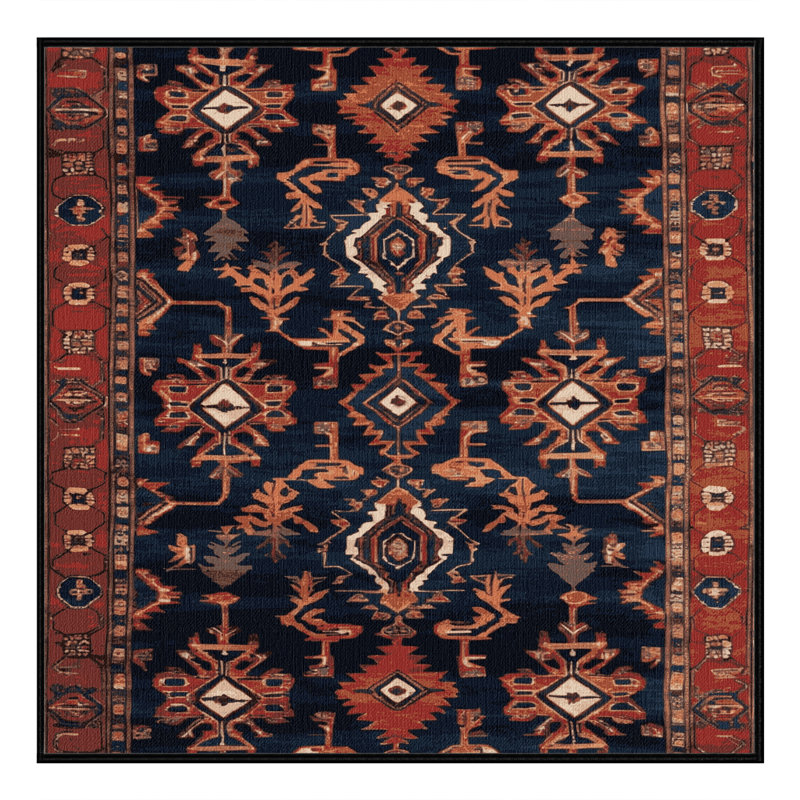 Tapis persan gris lavable à la machine, Carré 4 pi
