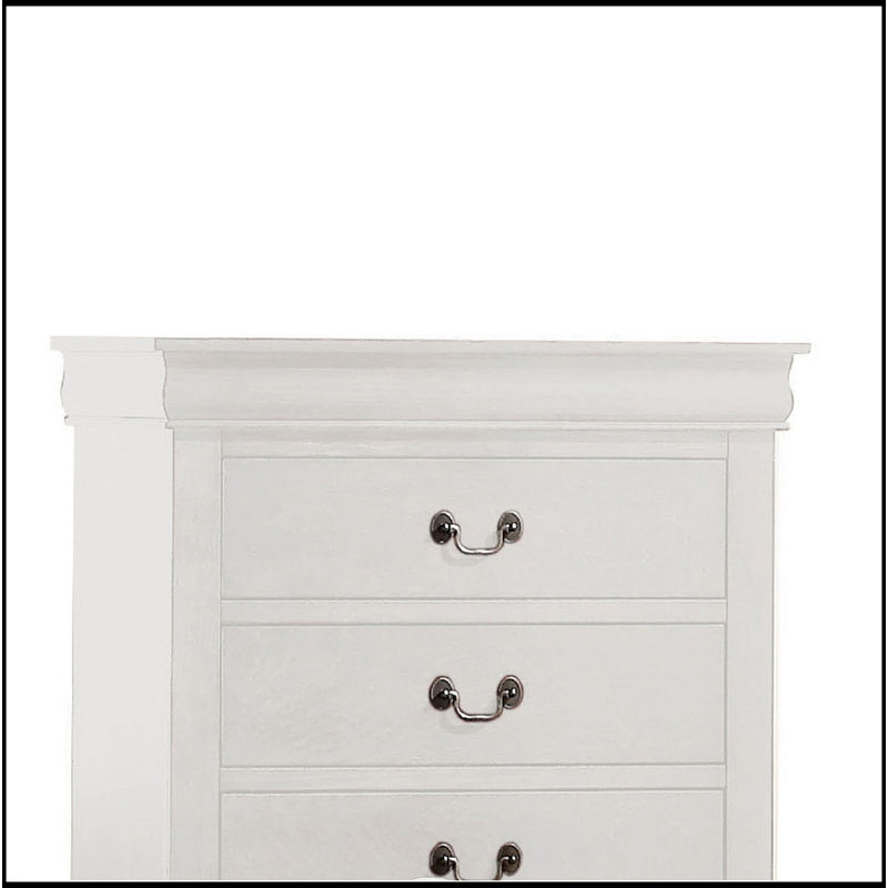 Commode 5 tiroirs avec poignées en métal, Blanc
