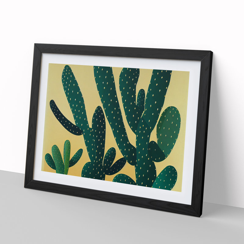 Bedazzled Cactus - Single Picture Frame Print, Black Frame, 46cm H x 64cm W x 2cm D