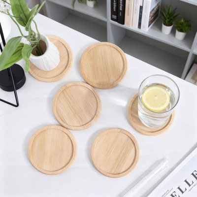 Ensemble de sous-verres en bambou naturel avec support, sous-verres 8 pièces pour boissons chaudes et froides, surface antidérapante et antiadhésive, protège les tables et rehausse la décoration intérieure