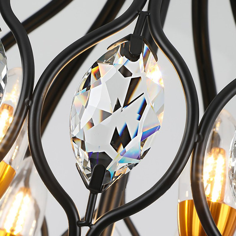 Lustre en forme de globe à 4 lumières avec accents de cristal Eudean