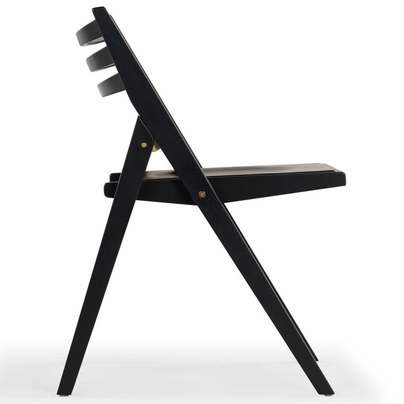 JACIE WOOD SEAT FOLDING CHAIR, Black