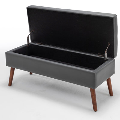 Bick Leather Upholstered Storage Bench for Bedroom End of Bed Bench by George Oliver