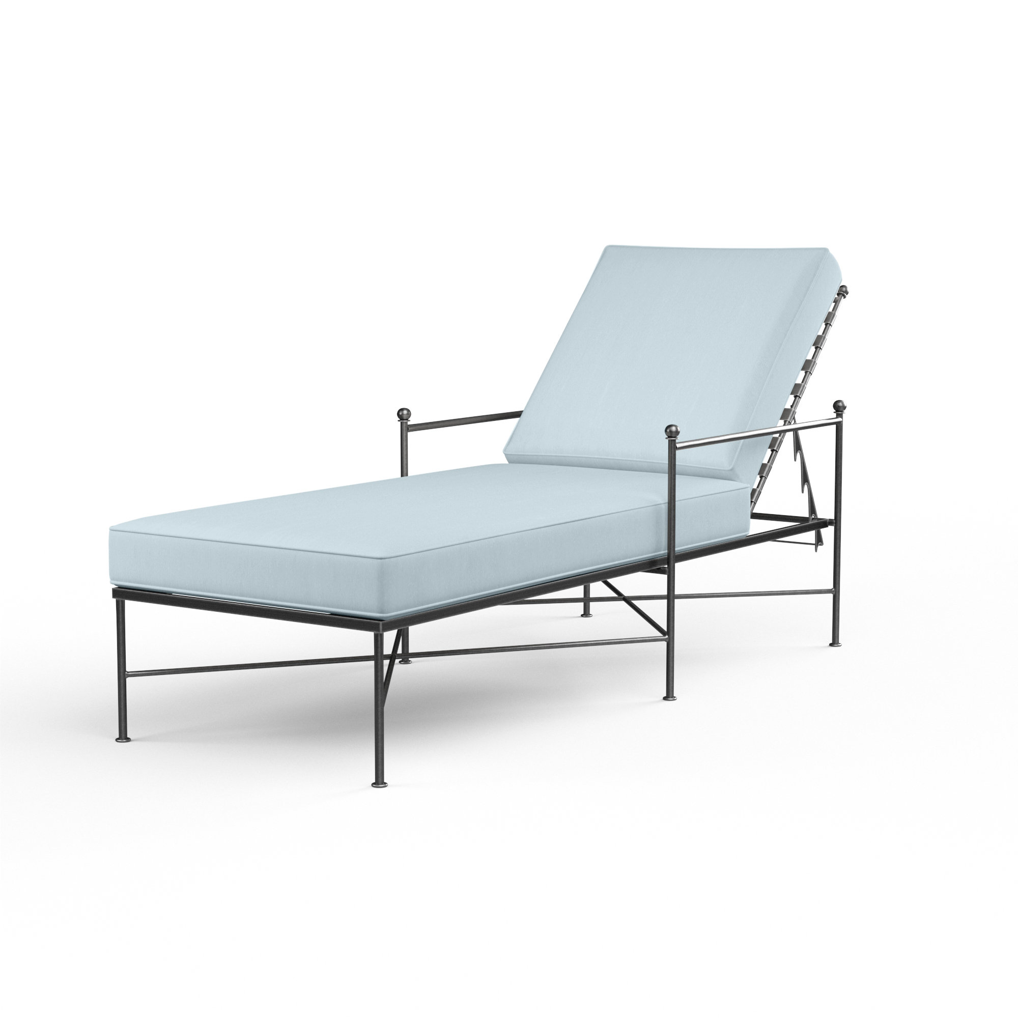 Lucier 80'' Long Reclining Single Chaise with Sunbrella Cushions, Canvas Skyline Sunbrella®