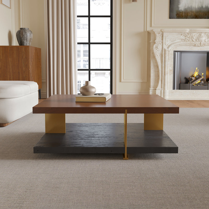 Table basse Classica, Plateau noyer / base noire