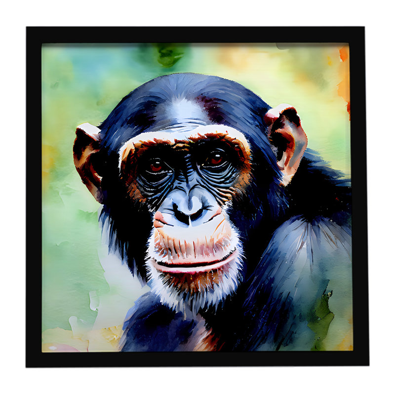 Chimpanzé, impression sur métal encadrée