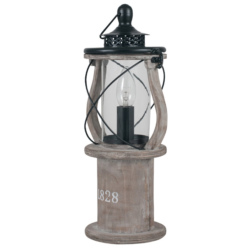 Aleah Wood Table Lamp, Grey